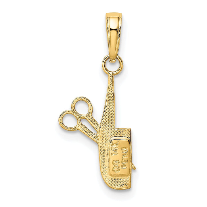 14k Yellow Gold Solid Comb and Scissors Charm