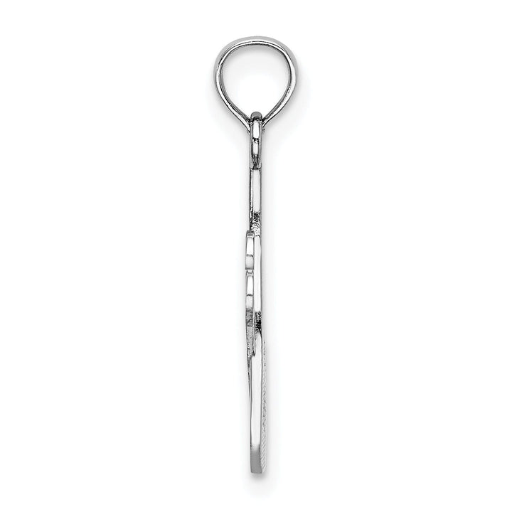 14k White Gold Solid Textured Polished Finish Fancy Design Comb and Scissors Charm Pendant