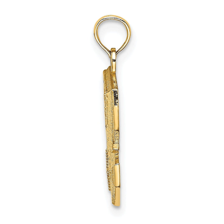 14k Yellow Gold Polished Textured Finish COMPUTER WHIZ Design Charm Pendant