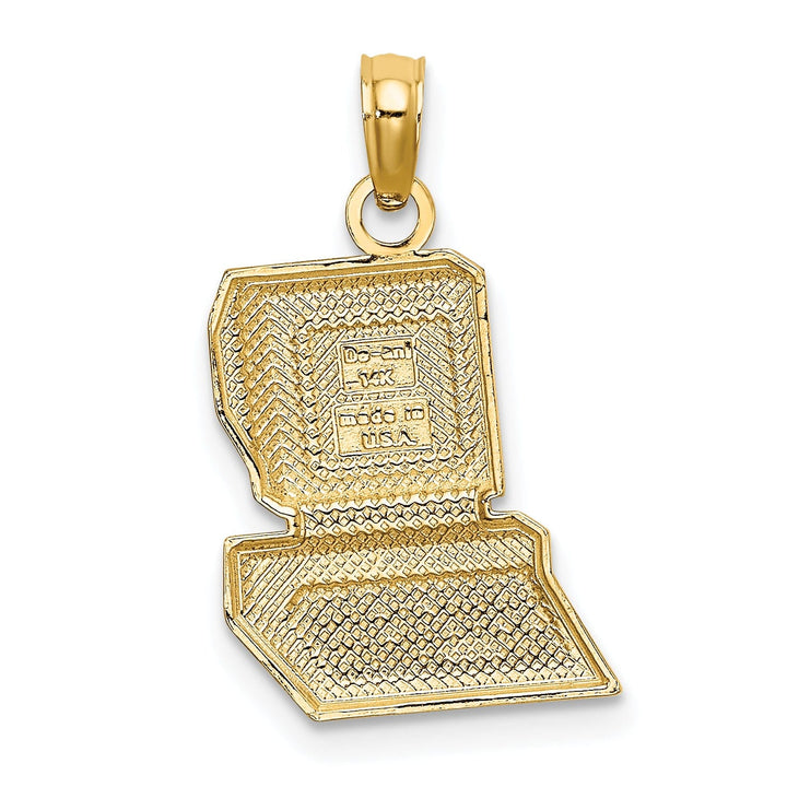 14k Yellow Gold Polished Textured Finish COMPUTER WHIZ Design Charm Pendant