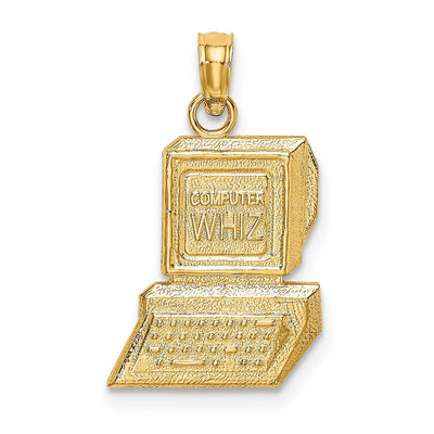 14k Yellow Gold Polished Textured Finish COMPUTER WHIZ Design Charm Pendant at $ 120.74 only from Jewelryshopping.com