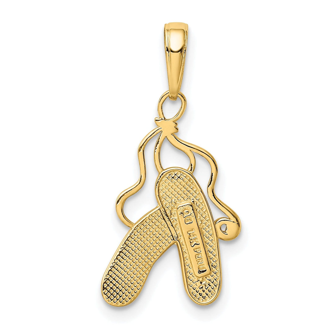 14k Yellow Gold Pink Ballet Slippers Pendant