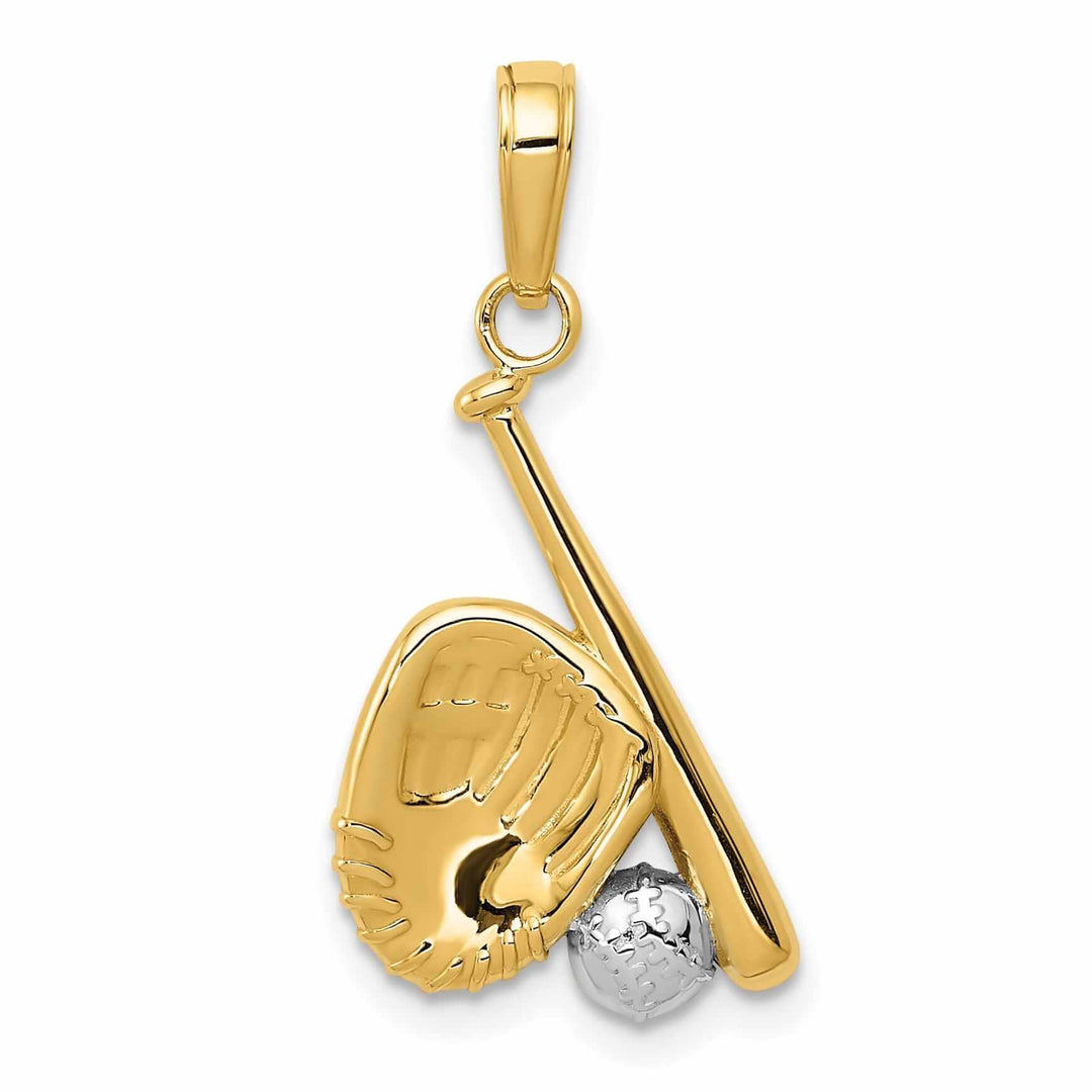 14 Two Tone Gold Baseball Bat and Glove Pendant