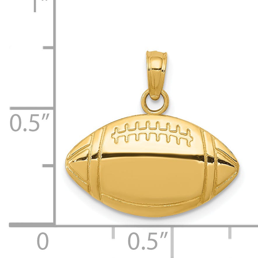 14k Yellow Gold Football Charm Pendant