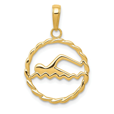 Buy 14K Yellow Gold Polished Circle Swimming Charm Pendant