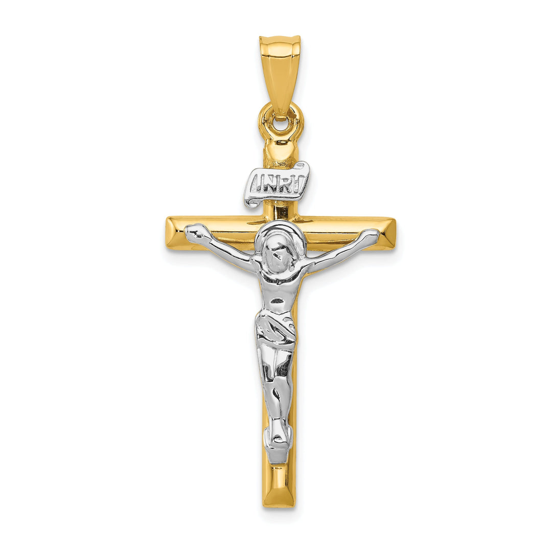 14k Two-tone Gold INRI Crucifix Pendant