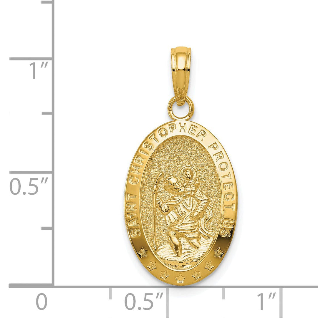 14k Yellow Gold Saint Christopher Medal Pendant