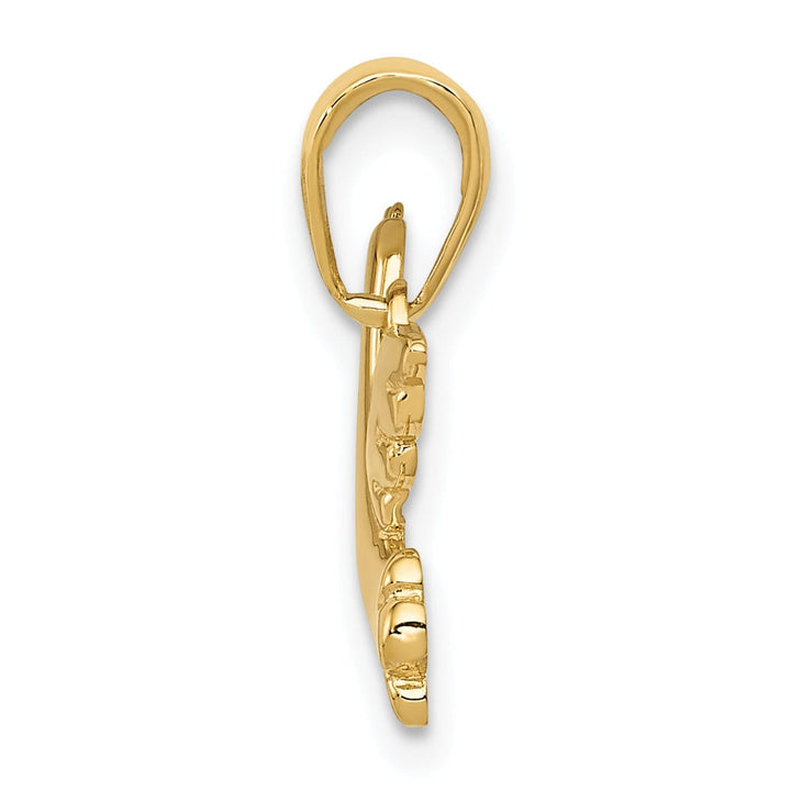 14K Yellow Gold Polished Finish Solid Dove With Olive Branch Pendant