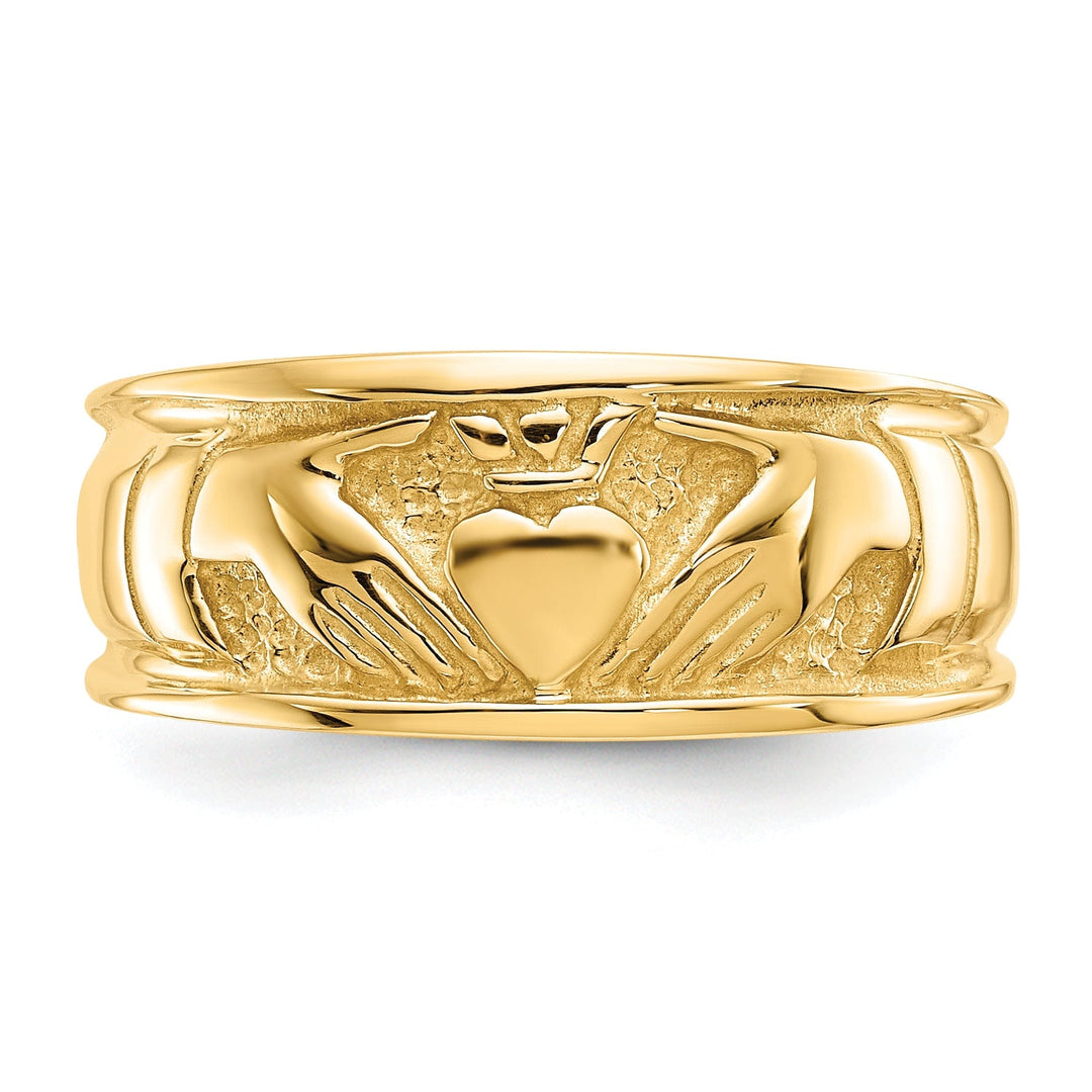 14kt yellow gold ladies claddagh ring band