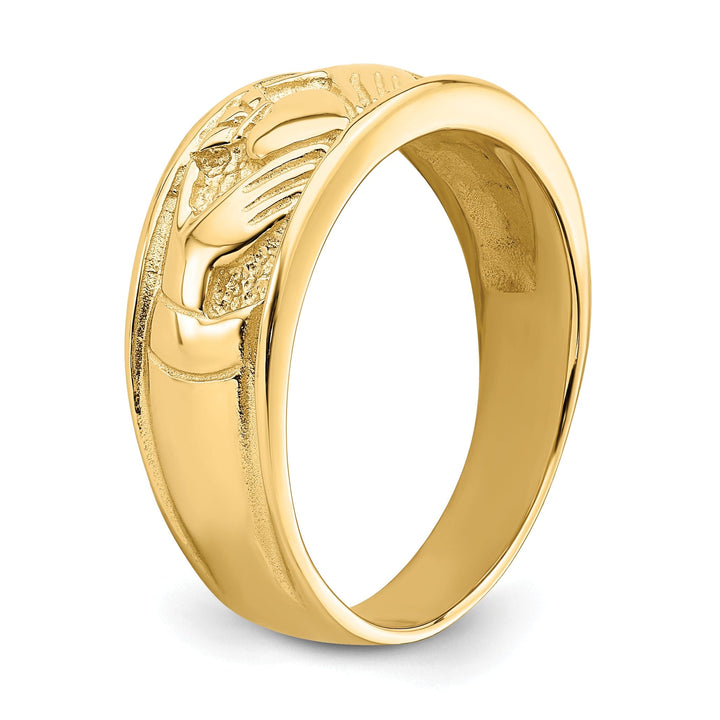 14kt yellow gold ladies claddagh ring band