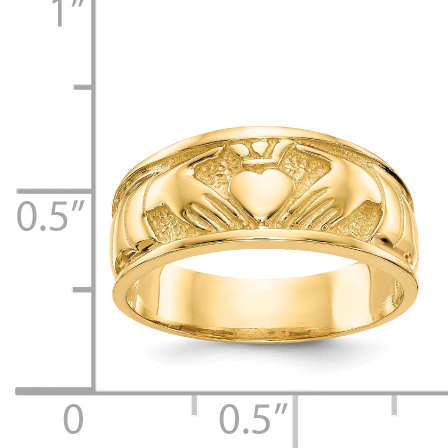 14kt yellow gold ladies claddagh ring band