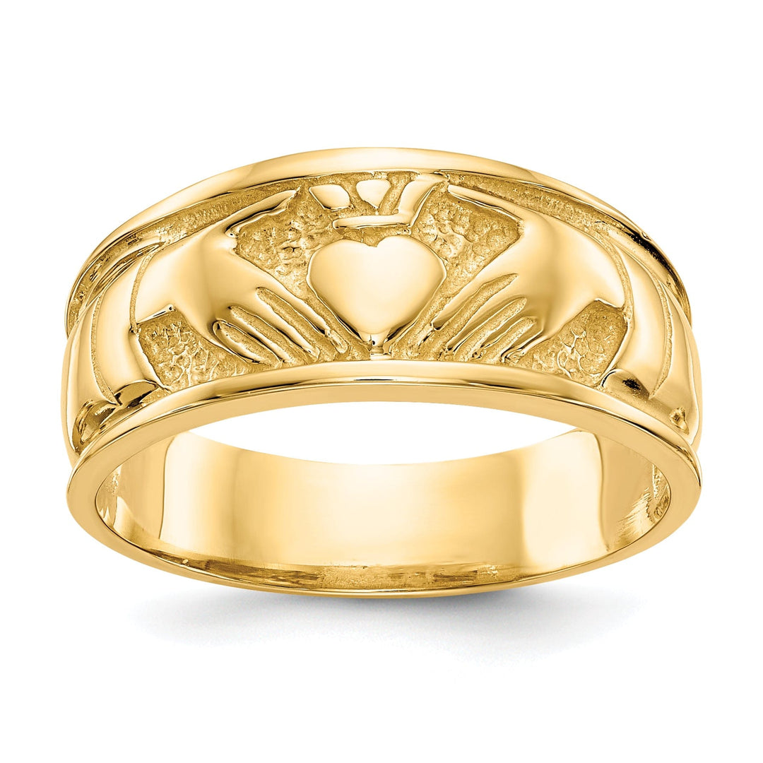 14kt yellow gold ladies claddagh ring band