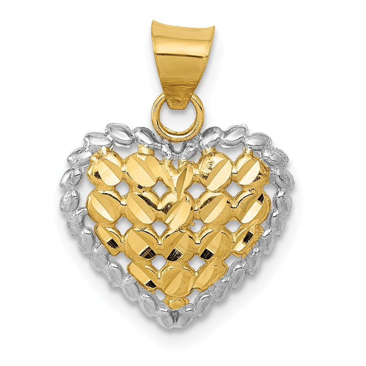 14k Two Tone Gold Polished and D.C Heart Pendant