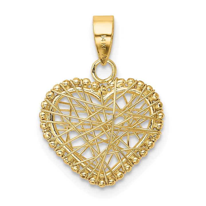 14k Yellow Gold Open Wire Heart Charm Pendant