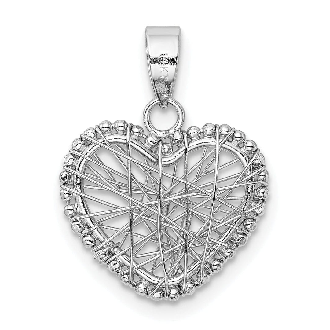 14K White Gold Open Wire Heart Charm Pendant