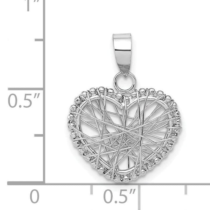 14K White Gold Open Wire Heart Charm Pendant