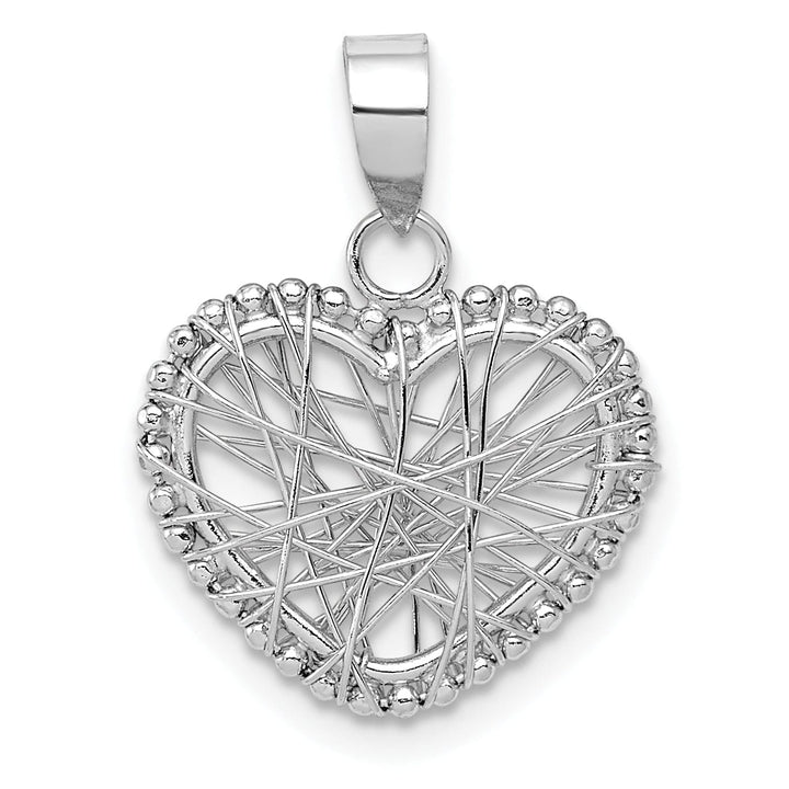 14K White Gold Open Wire Heart Charm Pendant