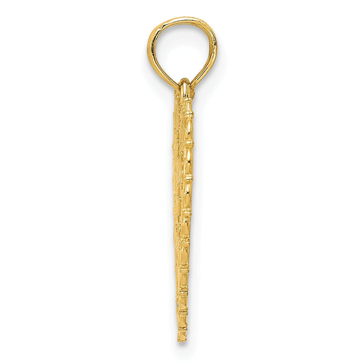 14K Yellow Gold Solid Polished Mesh Finish Reversible Heart Design FOR MY MOM/ Thanks For Everything Pendant