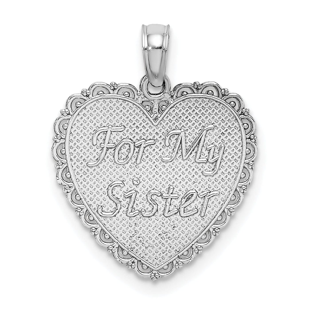 14K White Gold Textured Finish Reversible Script FOR MY SISTER-WE ARE FRIENDS FOREVER charm Pendant