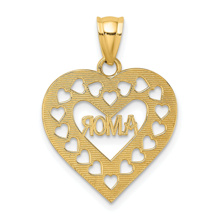 14k Yellow Gold Amor in Cut-out Heart Pendant