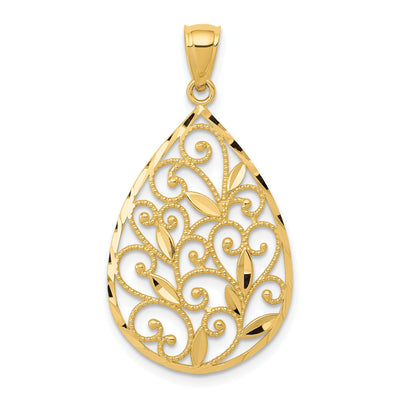 14k Yellow Gold Filigree Teardrop Pendant at $ 96.62 only from Jewelryshopping.com