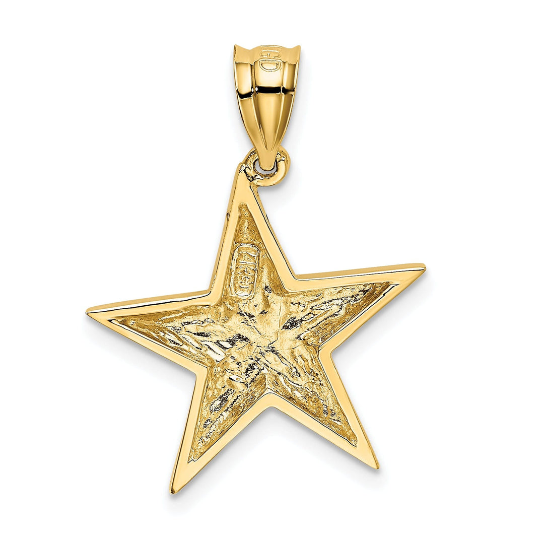14k Yellow Gold Solid Polished Finish Concave Shape Star Charm Pendant