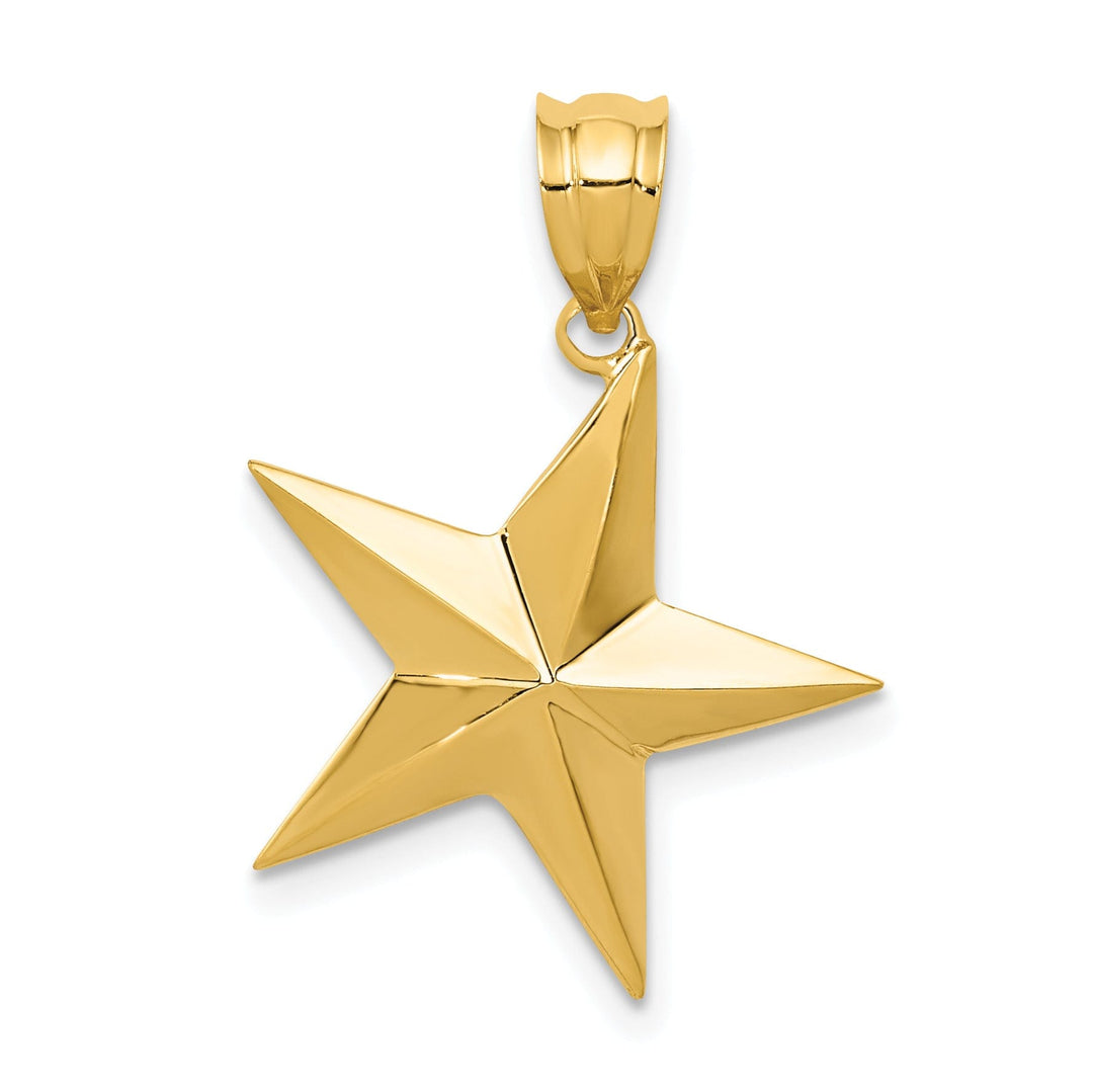 14k Yellow Gold Solid Polished Finish Concave Shape Star Charm Pendant