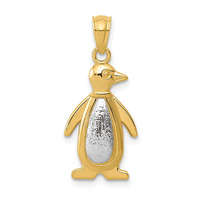14K Yellow Gold White Gold Polished Textured Finish Penguin Charm Pendant at $ 82.06 only from Jewelryshopping.com