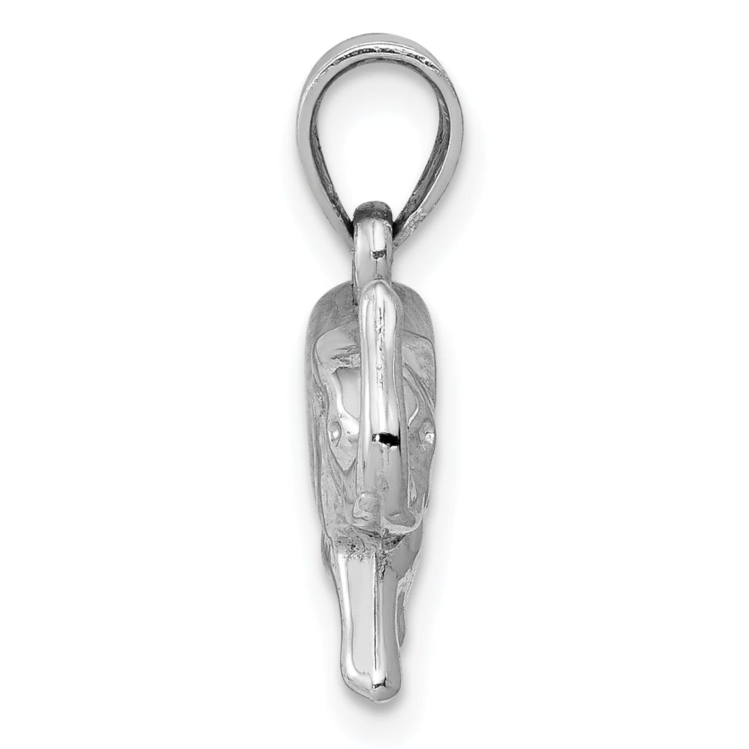 14k White Gold 3-Dimensional Polished Finish Elephant Charm Pendant