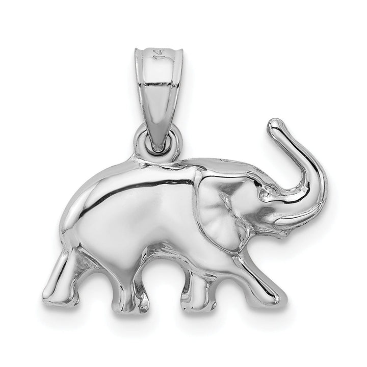 14k White Gold 3-Dimensional Polished Finish Elephant Charm Pendant