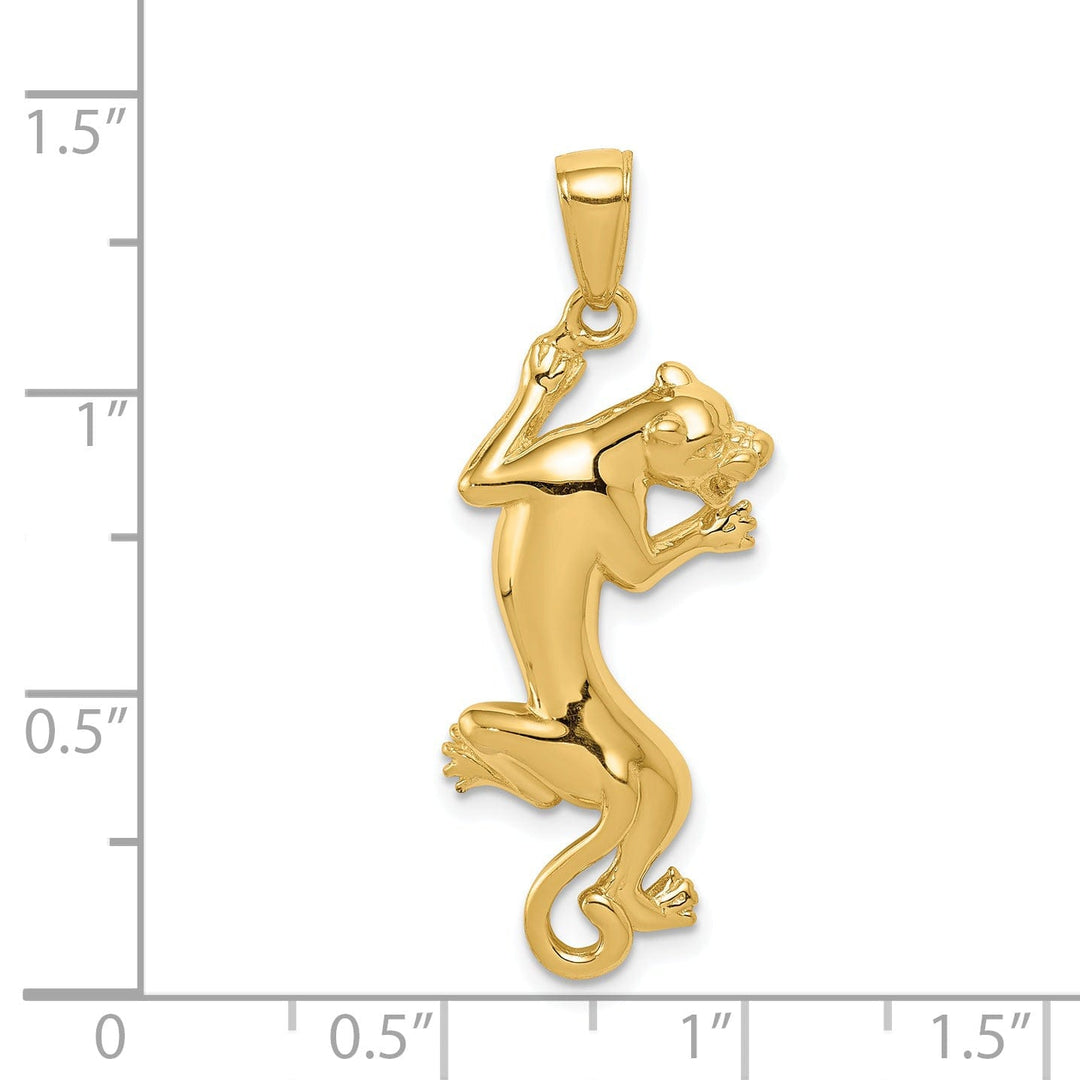 14K Yellow Gold Solid Polished Finish Gold Panther Charm Pendant