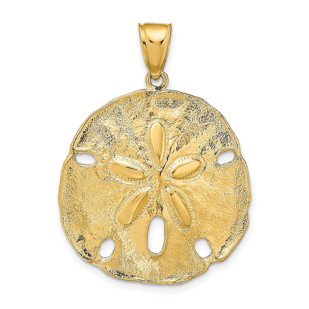 14k Yellow Gold Solid Textured Polished Finish Men's Sand Dollar Charm Pendant