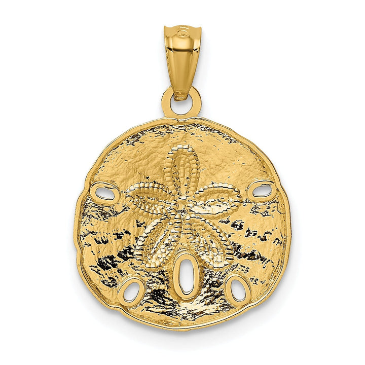 14k Yellow Gold Solid Textured Polish Finish Men's Sand Dollar Charm Pendant