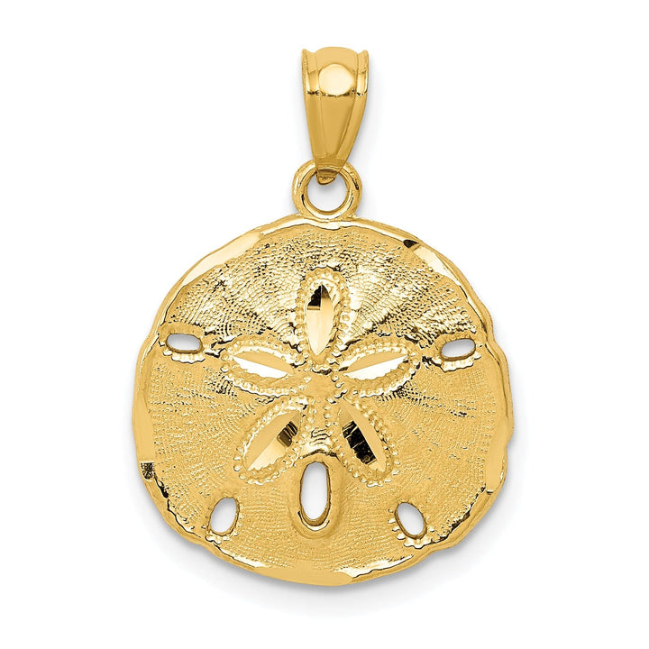 14k Yellow Gold Solid Textured Polish Finish Men's Sand Dollar Charm Pendant