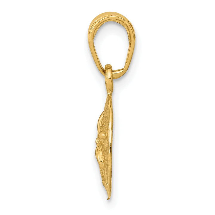 14k Yellow Gold Solid Textured Polished Finish Mens Sand Dollar Charm Pendant