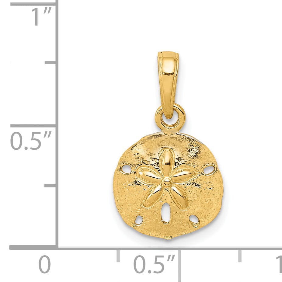 14k Yellow Gold Solid Textured Polished Finish Mens Sand Dollar Charm Pendant