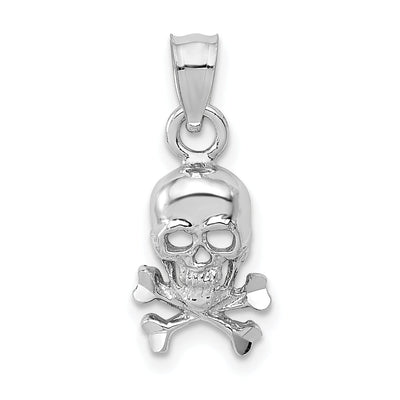 14K White Gold Solid Polished Finish Skull Cross and Bones Design Charm Pendant at $ 83.93 only from Jewelryshopping.com
