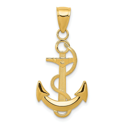 14k Yellow Gold Polished Anchor Textured Rope at $ 121.5 only from Jewelryshopping.com