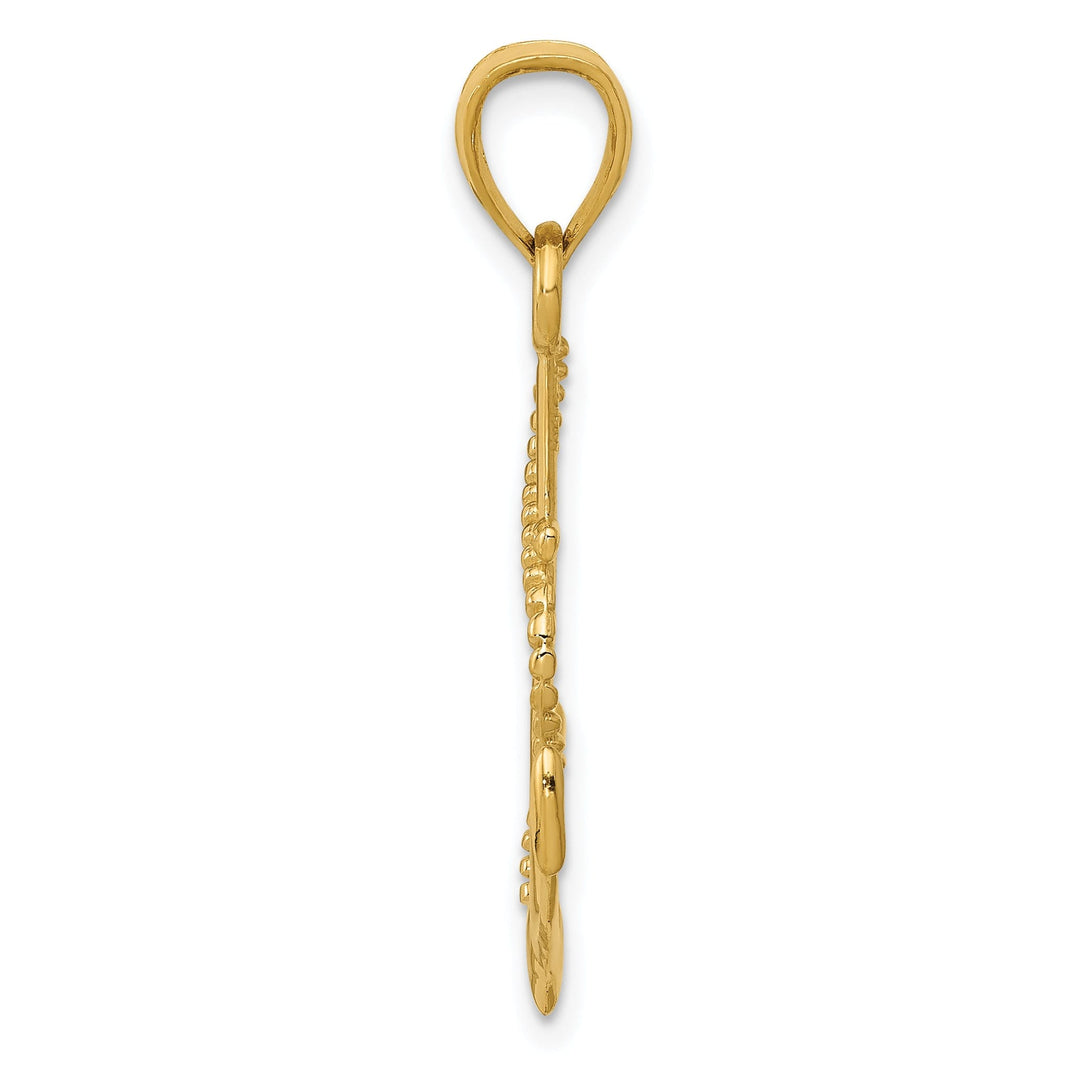 14k Yellow Gold Polished Anchor rope Pendant