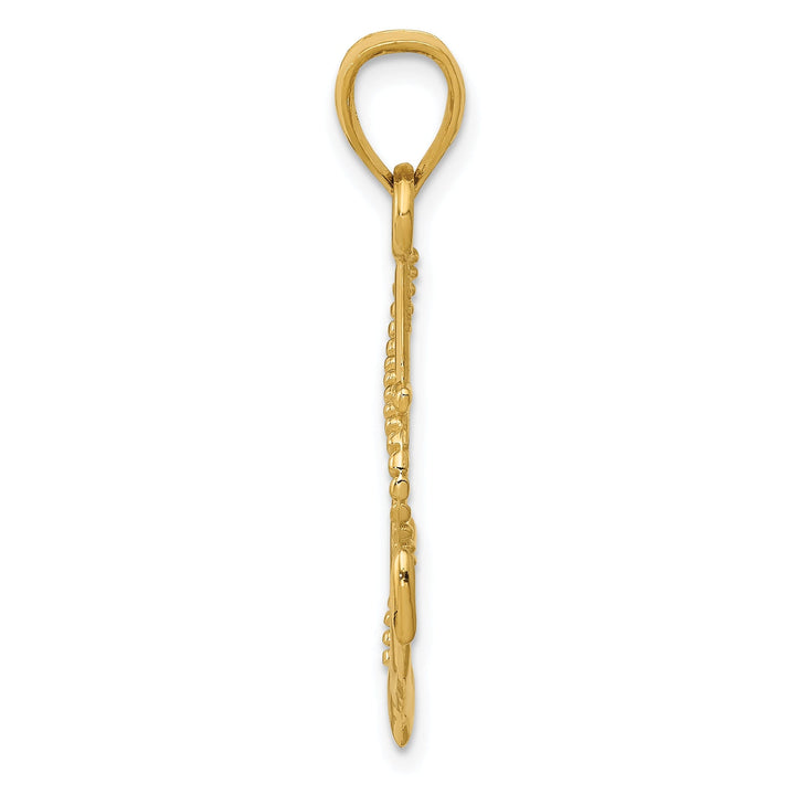 14k Yellow Gold Polished Anchor rope Pendant