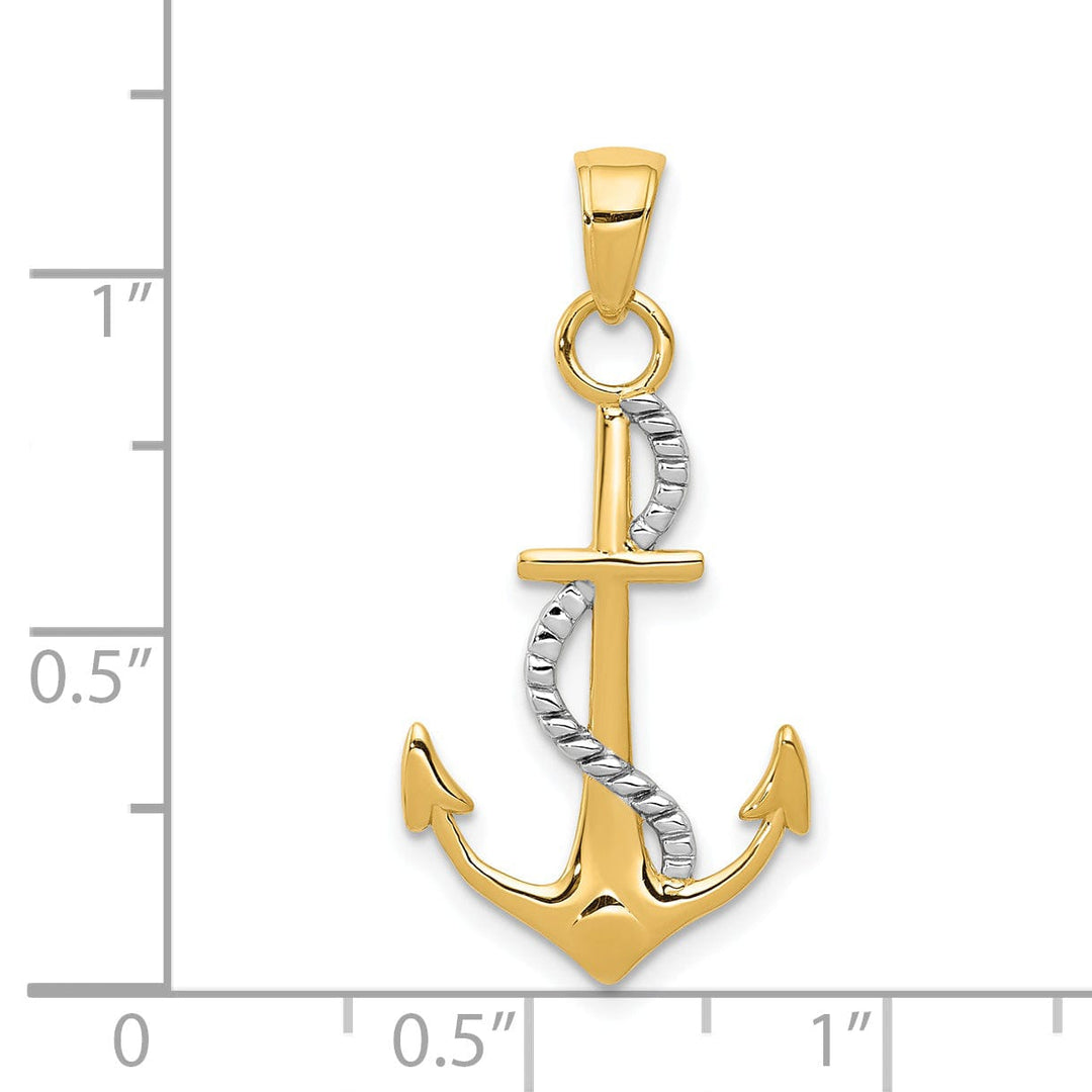 14k Yellow Gold Polished Anchor rope Pendant