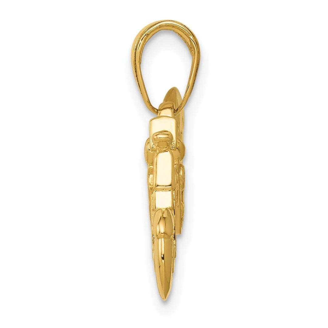 14k Yellow Gold Textured 3-D Motorcycle Pendant