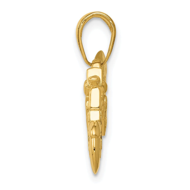 14k Yellow Gold Textured 3-D Motorcycle Pendant