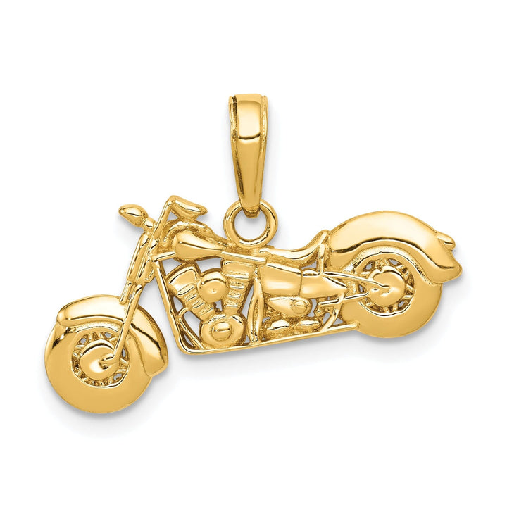 14k Yellow Gold Textured 3-D Motorcycle Pendant