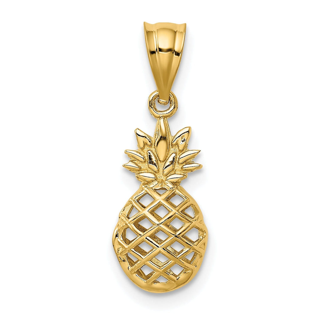 14k Yellow Gold Polished 3-D Pineapple Pendant