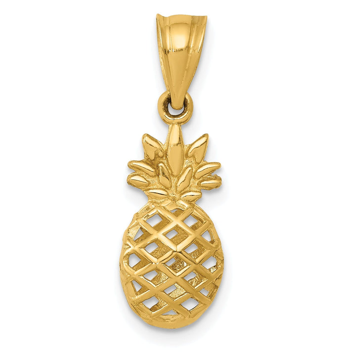 14k Yellow Gold Polished 3-D Pineapple Pendant