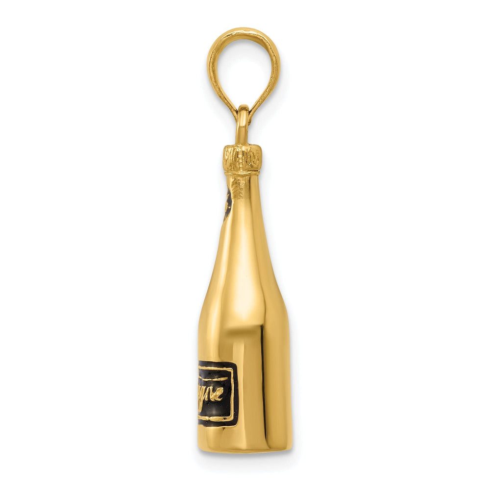 14k Yellow Gold 3-D Champagne Bottle Pendant