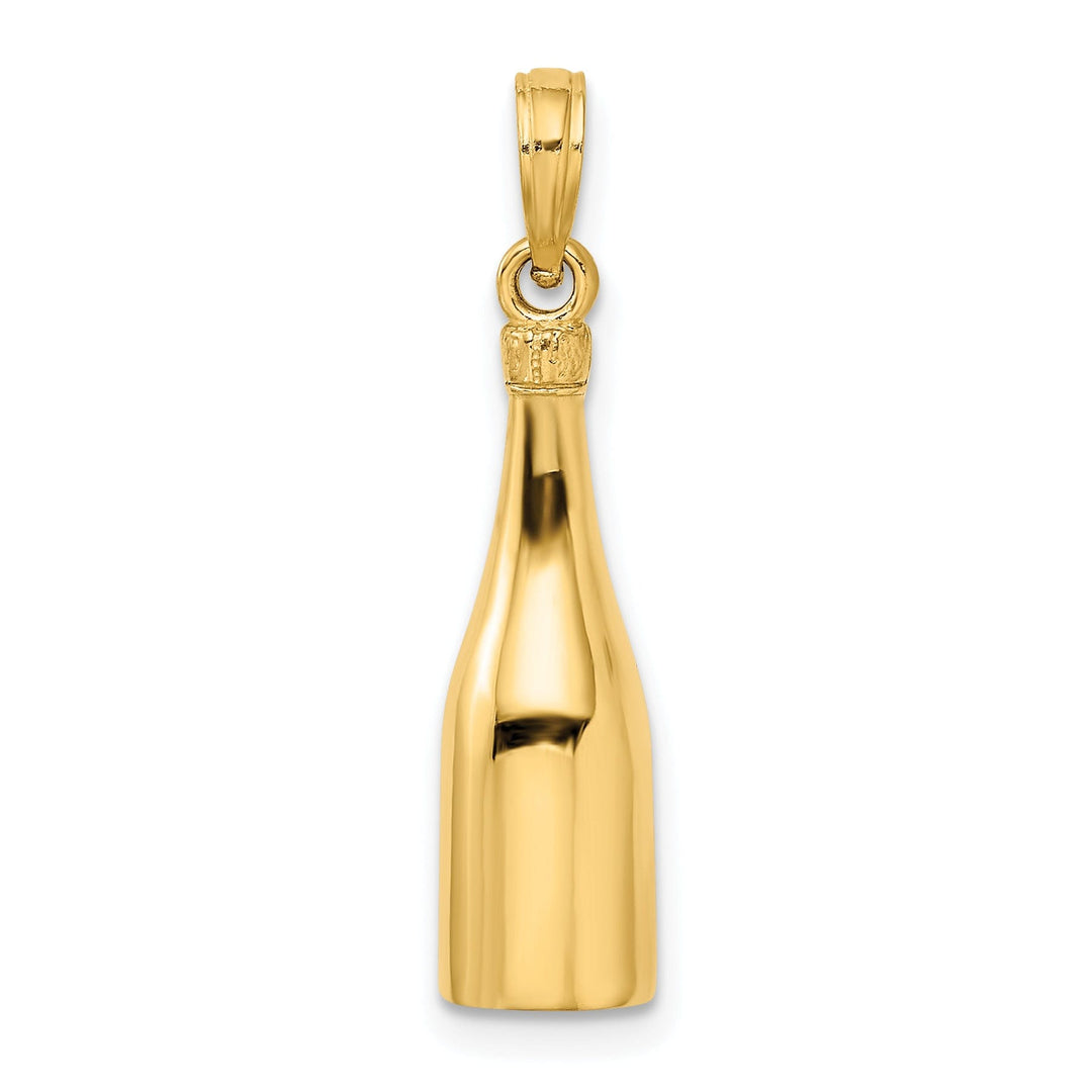 14k Yellow Gold 3-D Champagne Bottle Pendant