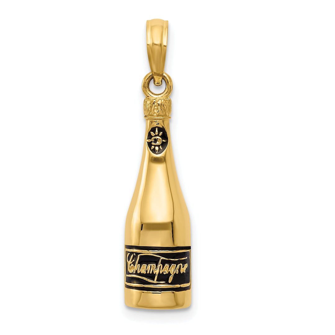 14k Yellow Gold 3-D Champagne Bottle Pendant