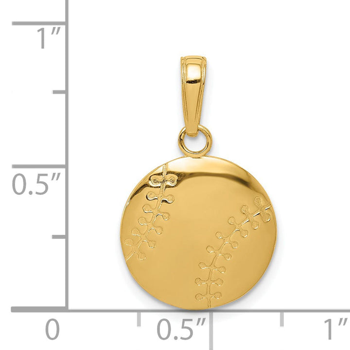 14k Yellow Gold Baseball Charm Pendant